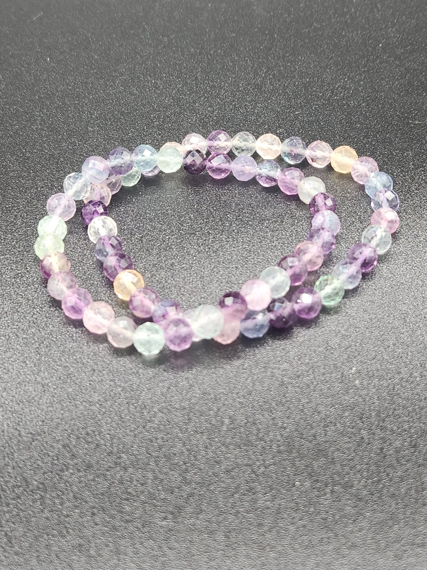 Faceted Fluorite Bead Bracelets, 6mm
