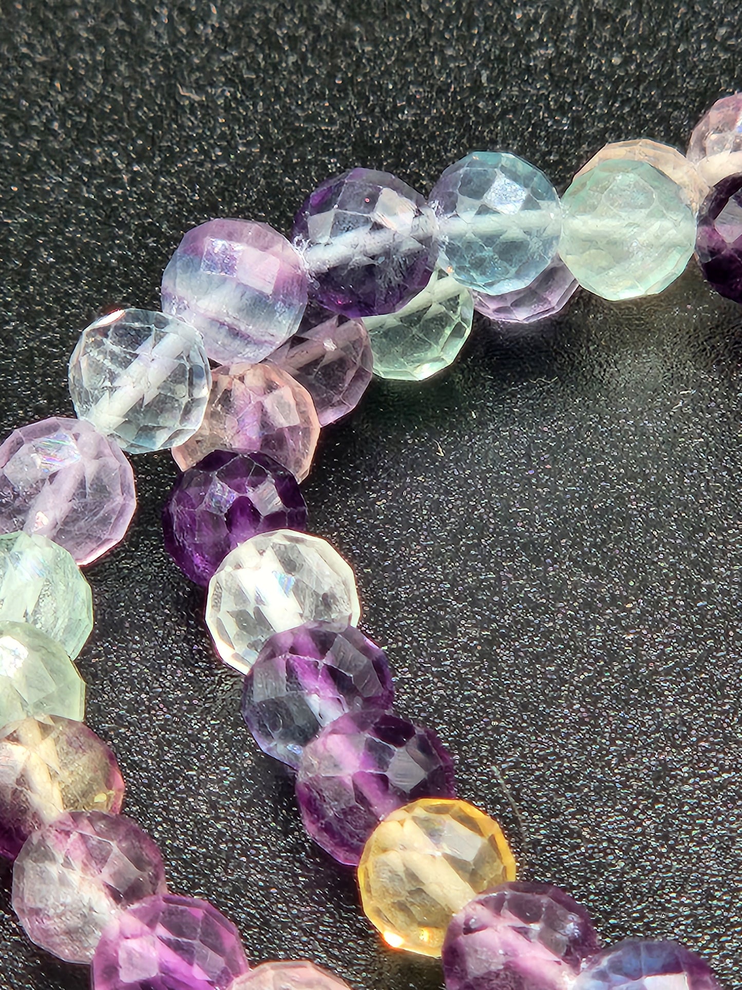 Faceted Fluorite Bead Bracelets, 6mm