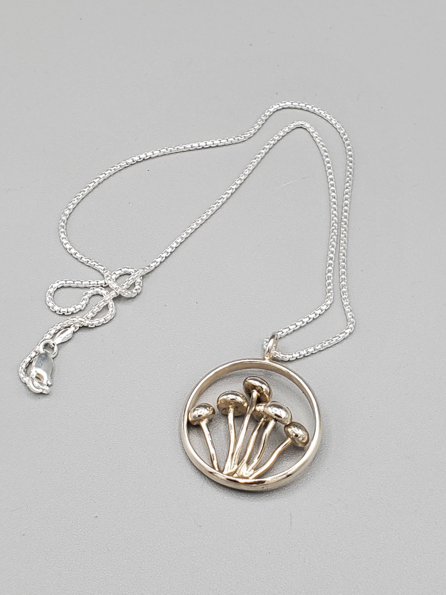 Silver mushroom necklace