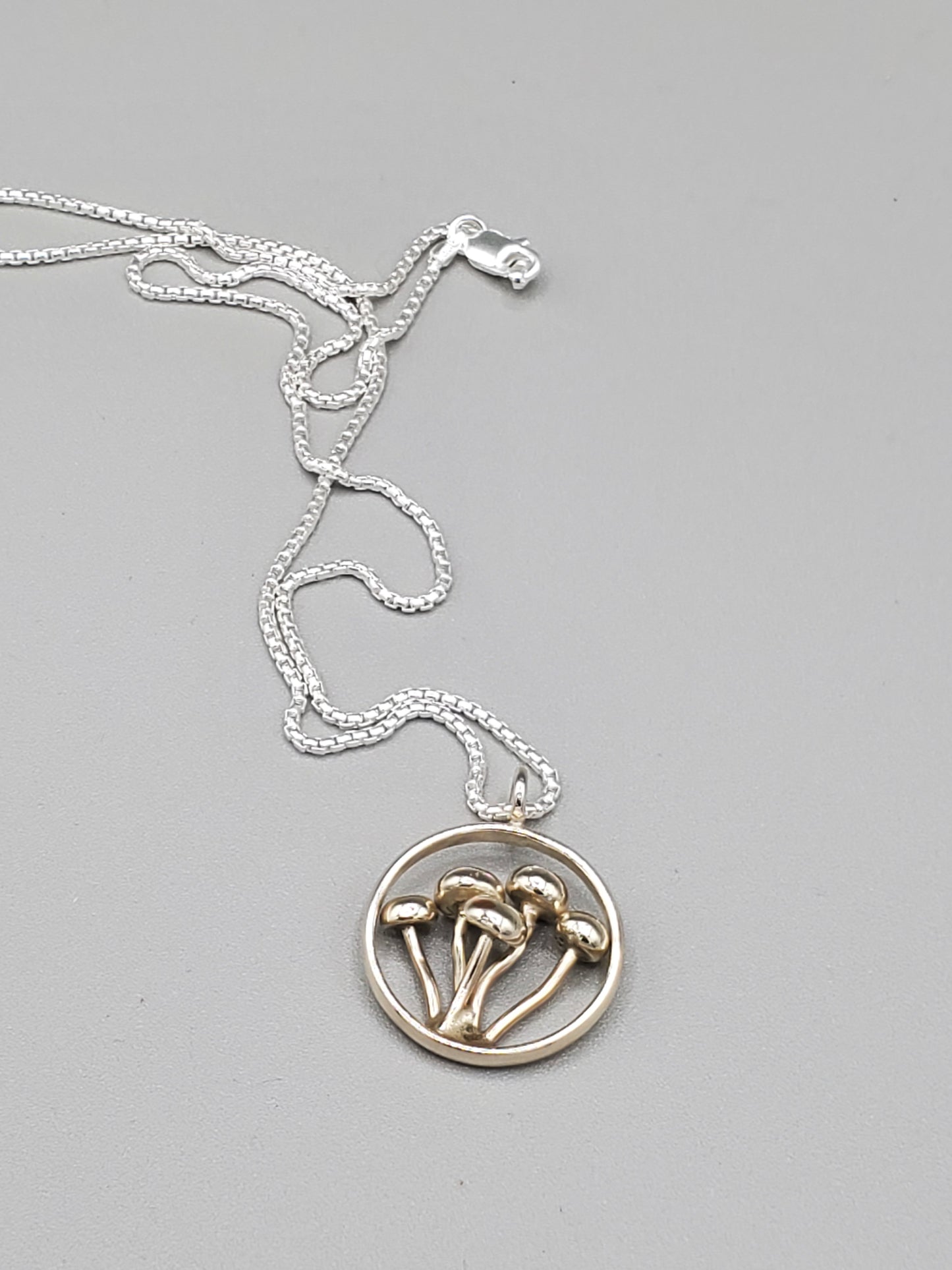 Silver mushroom necklace