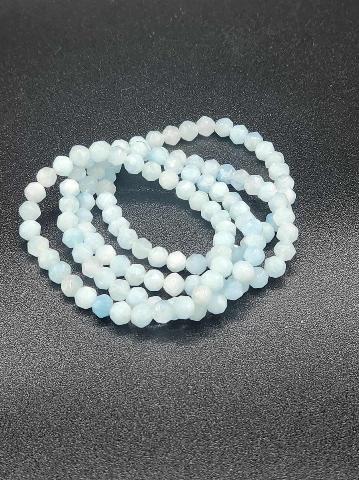 Faceted Aquamarine Bead Bracelet 6mm