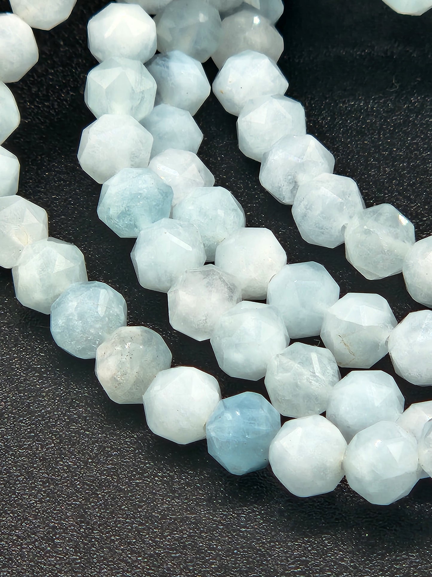 Faceted Aquamarine Bead Bracelet 6mm