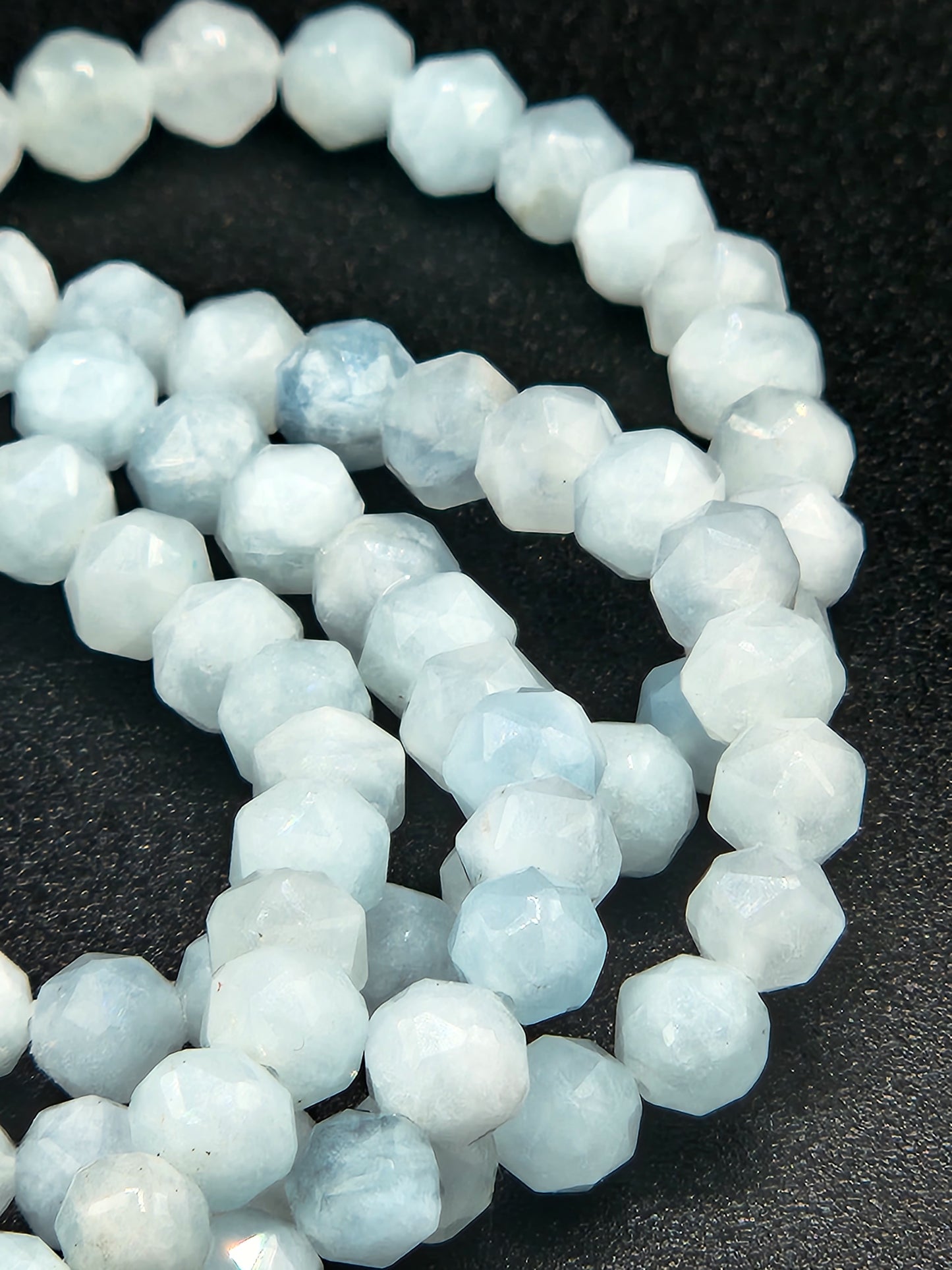 Faceted Aquamarine Bead Bracelet 6mm