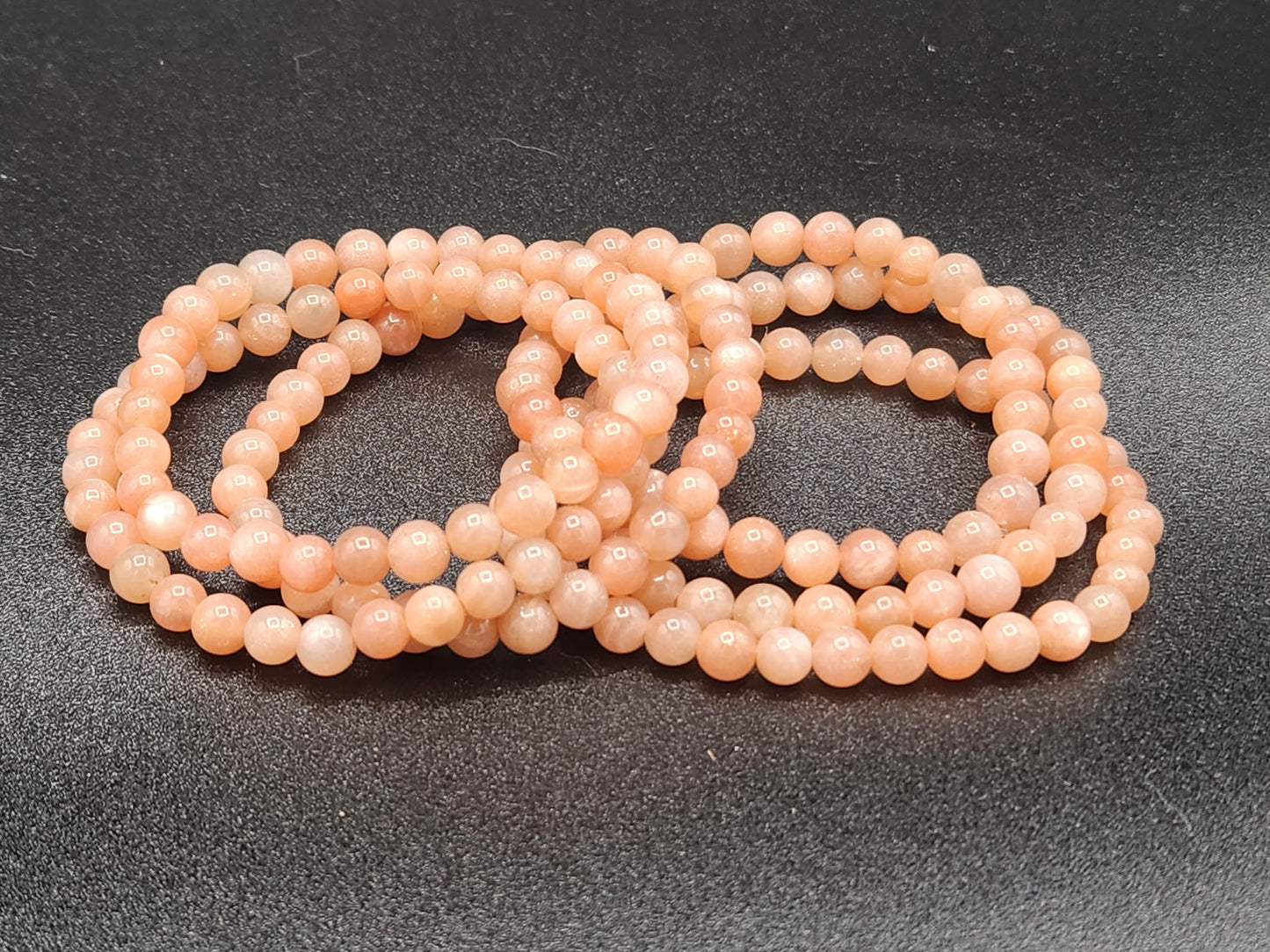 Peach Moonstone Bead Bracelets, 6mm