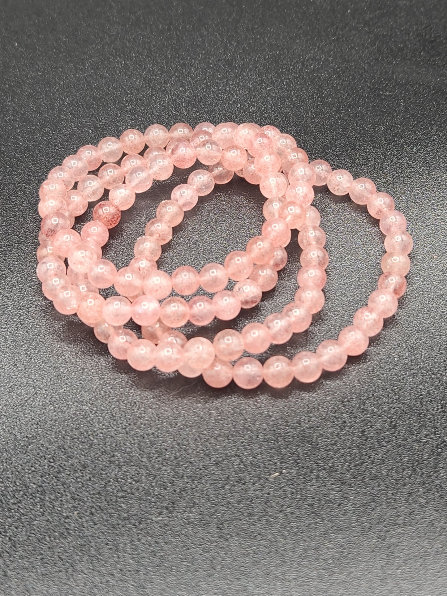 Strawberry Quartz Bead Bracelets, 6mm