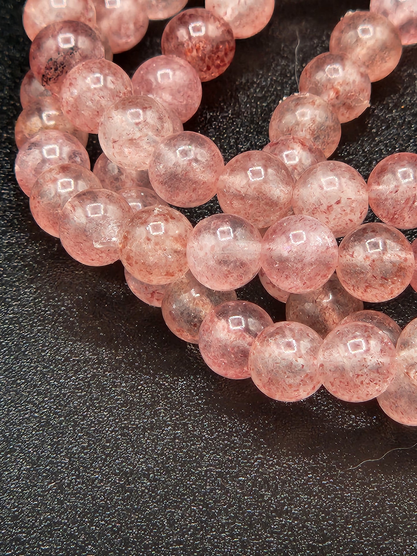 Strawberry Quartz Bead Bracelets, 6mm