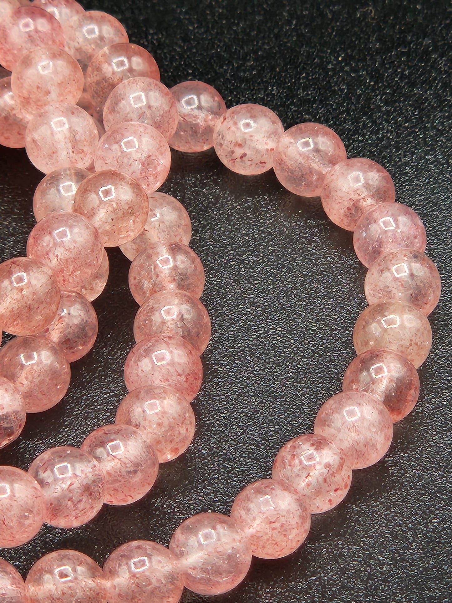 Strawberry Quartz Bead Bracelets, 6mm