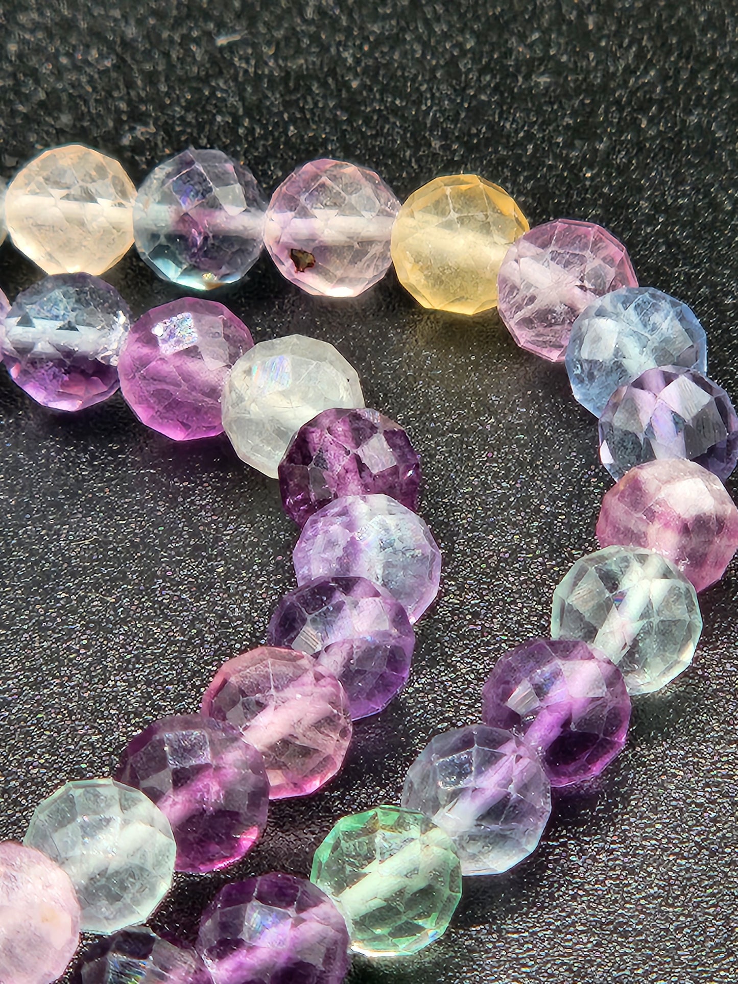 Faceted Fluorite Bead Bracelets, 6mm