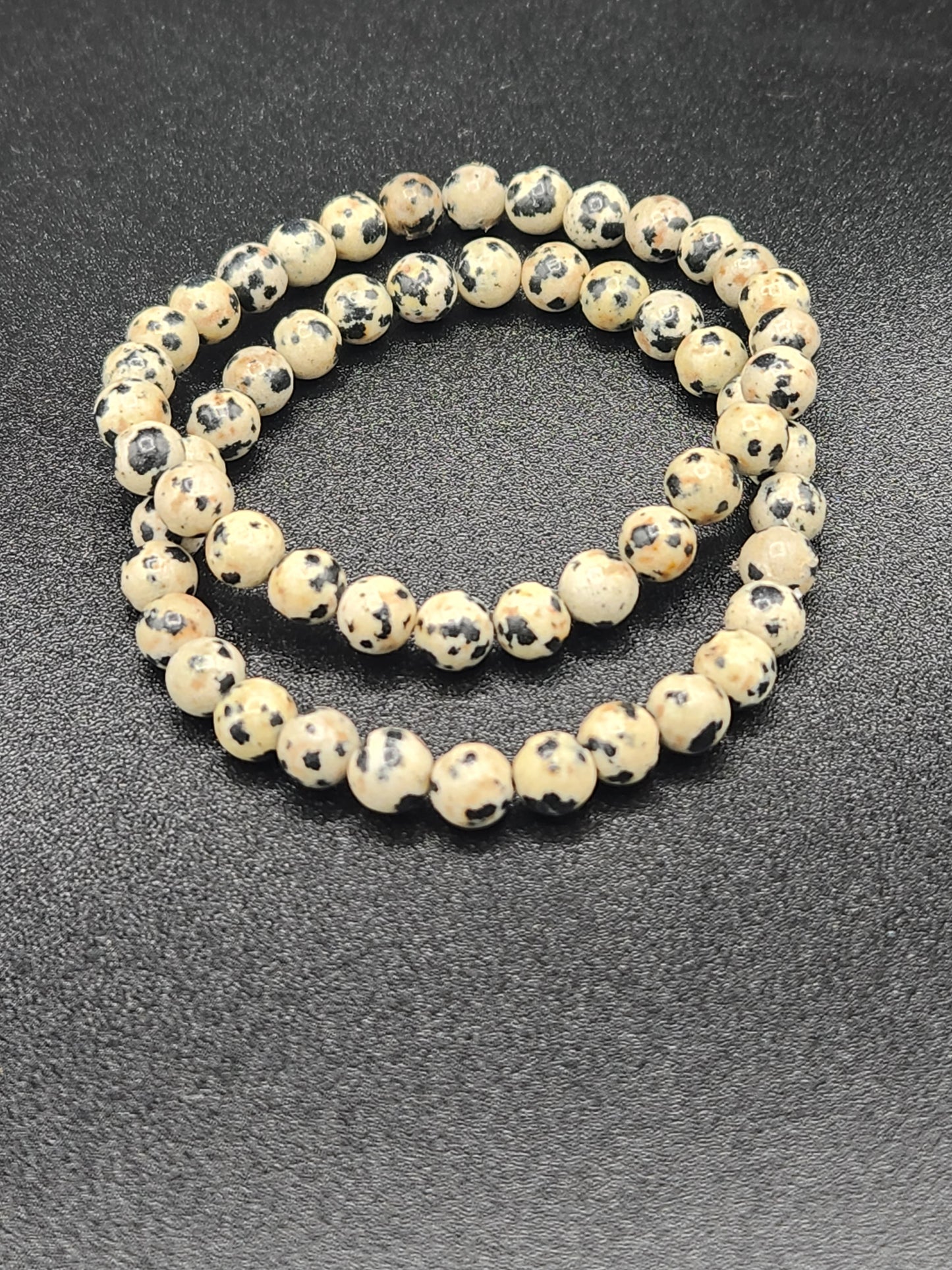 Dalmation Jasper Bead Bracelet, 6mm