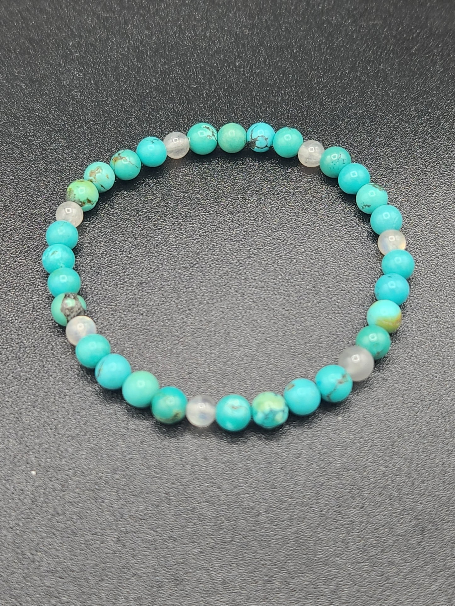 Turquoise and Labradorite bead bracelet, 4mm, AAA grade.