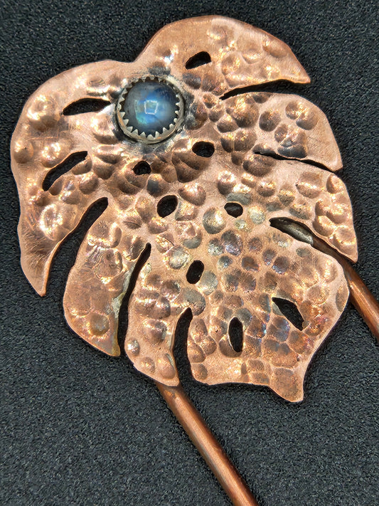 Moonstone on copper Hair Pin