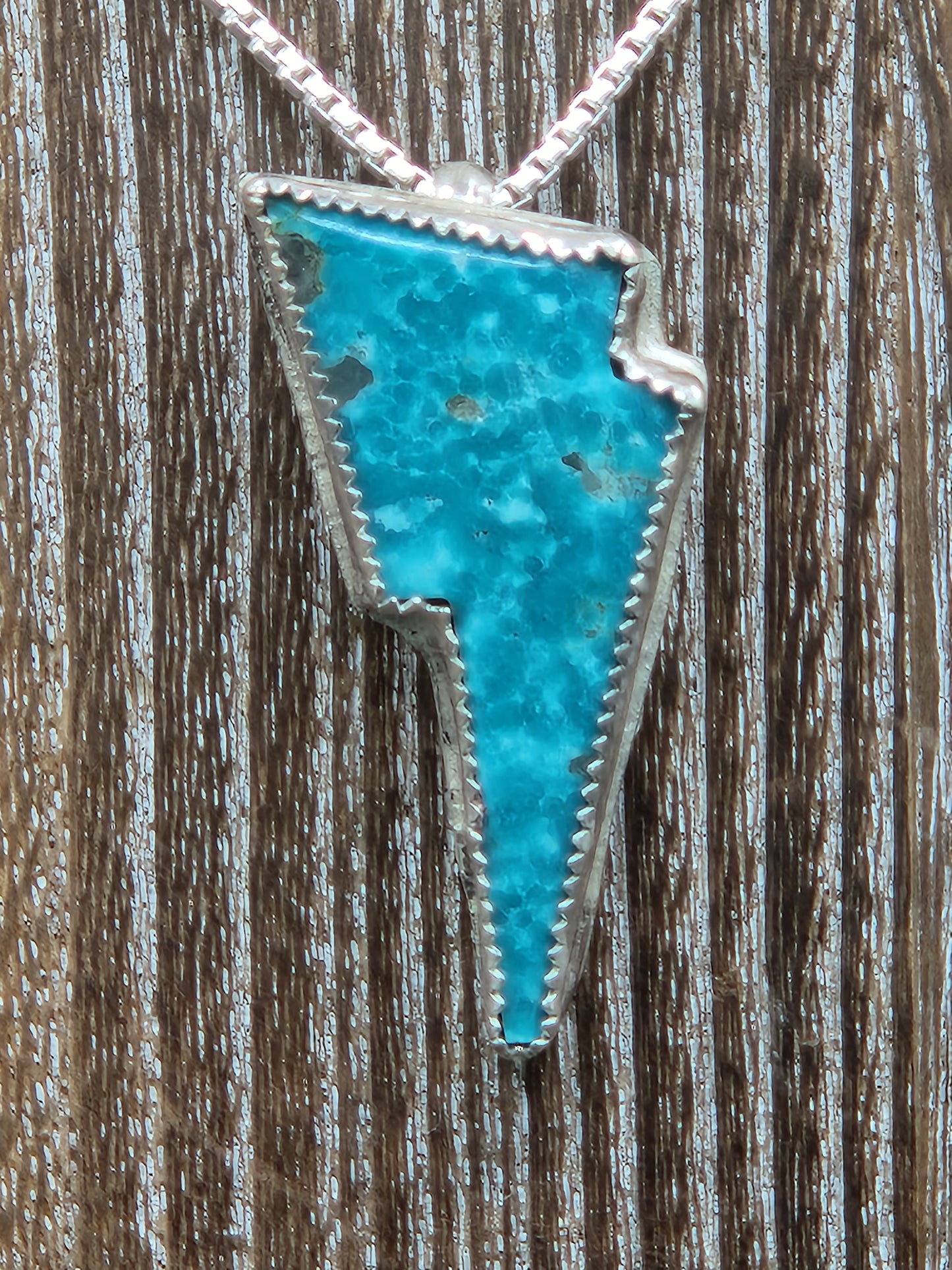 Sonora Turquoise in Sterling Silver Lightning bolt necklace