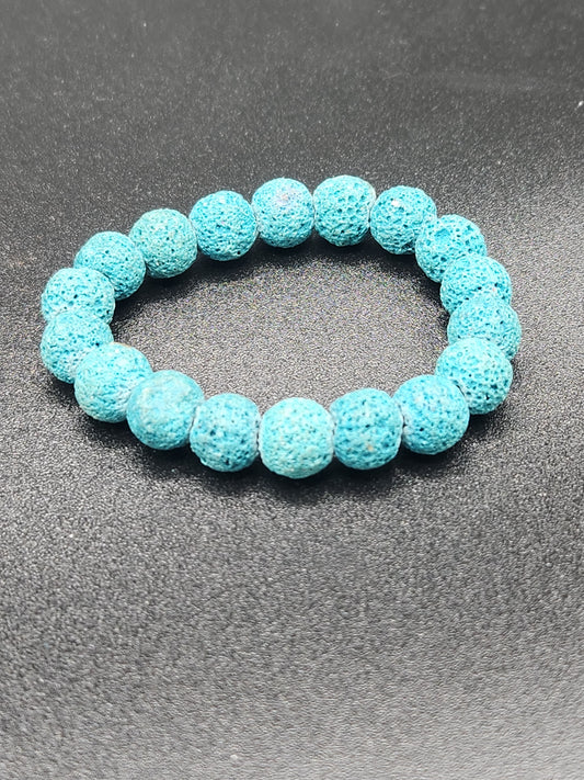 Turquoise Lava Bead Bracelet 10mm