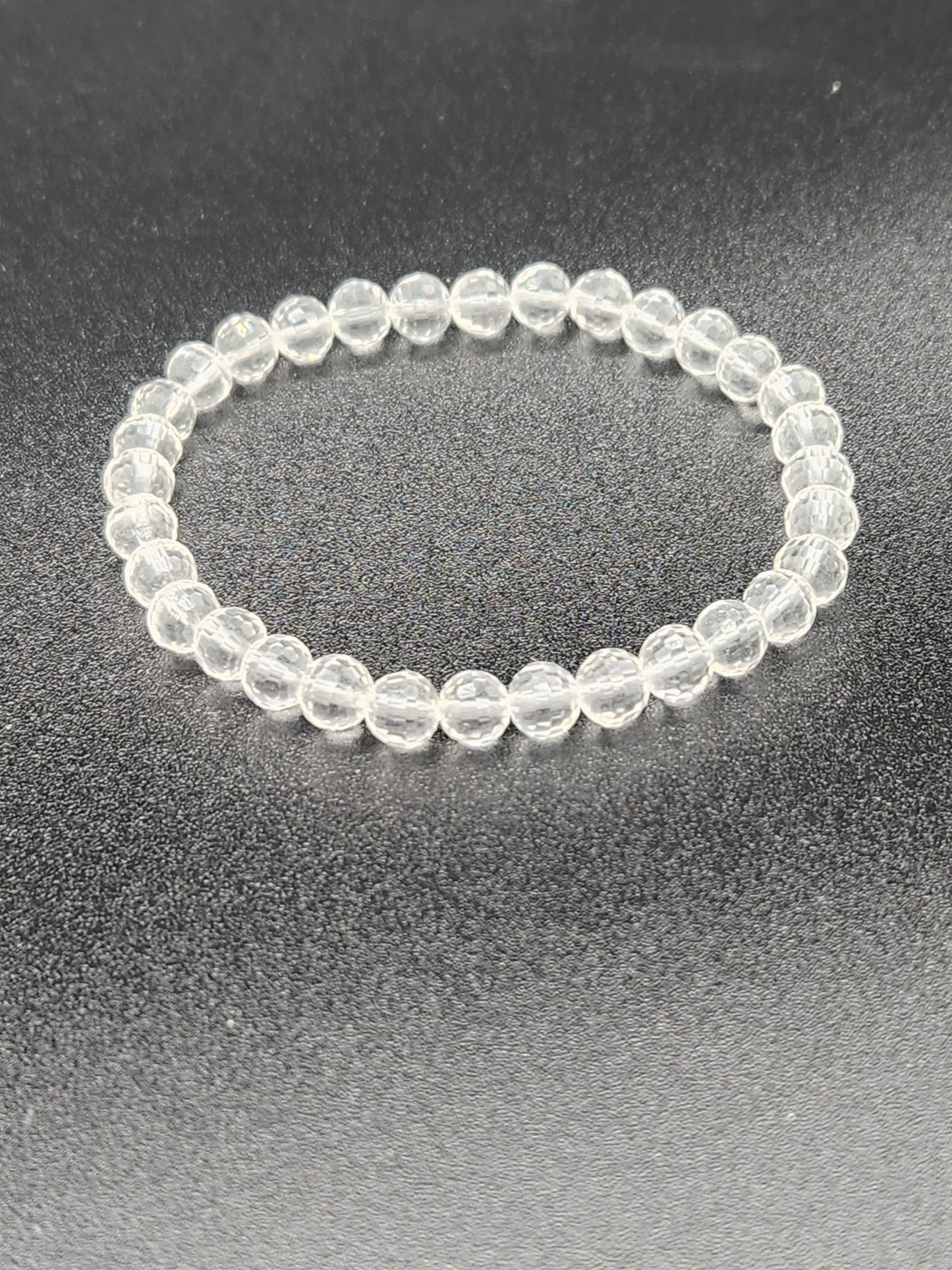 Faceted Quartz Bead Bracelet, 6mm