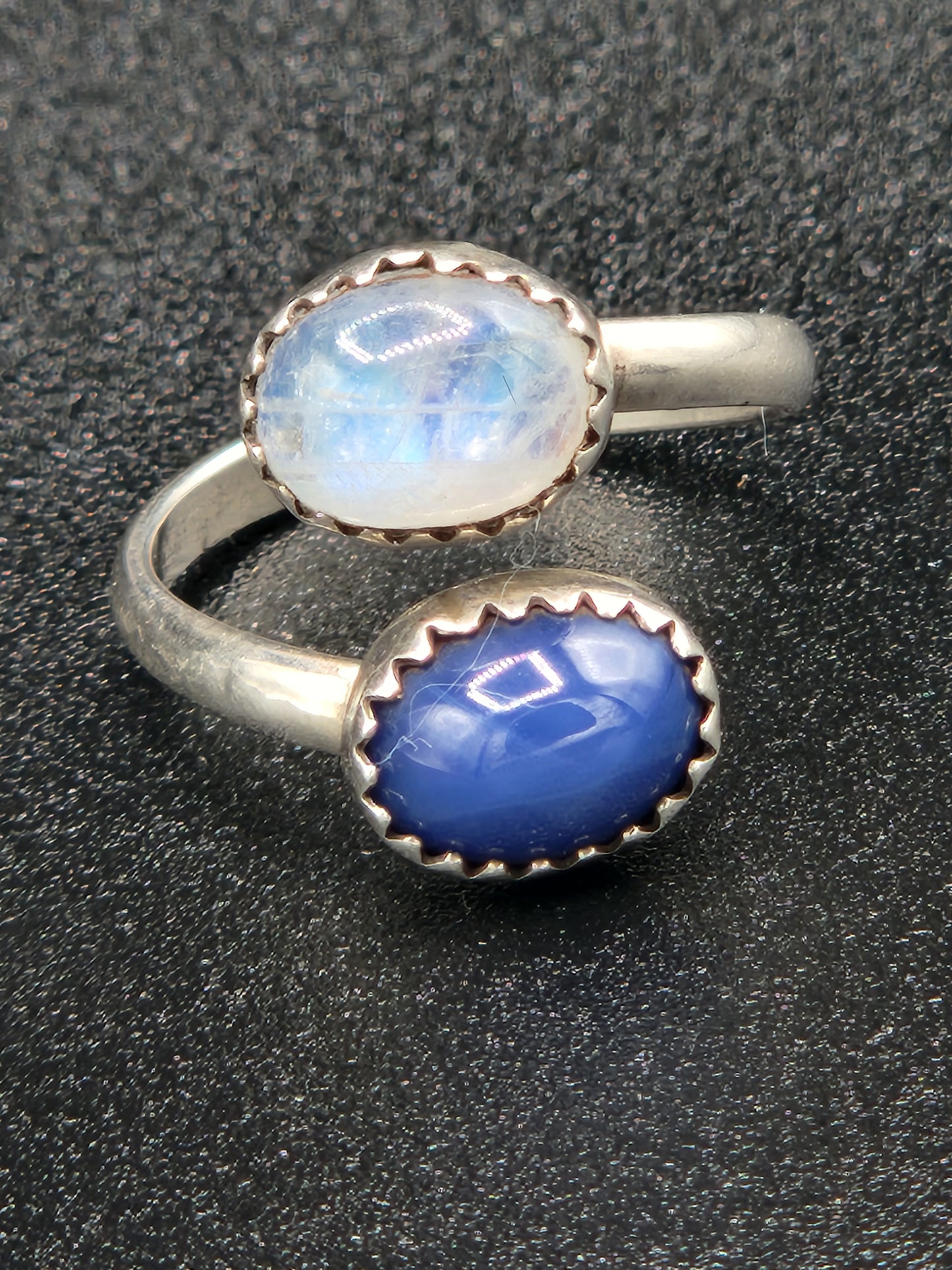 Star Sapphire and Moonstone adjustable ring