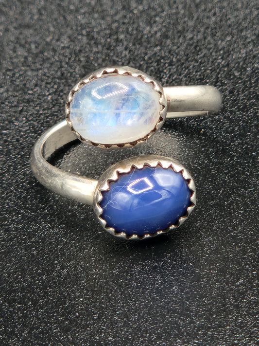 Star Sapphire and Moonstone adjustable ring