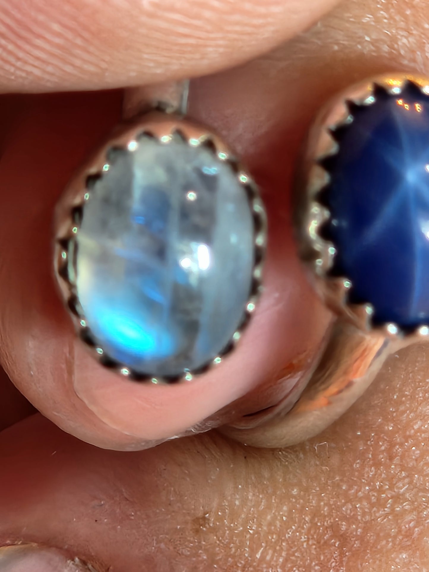 Star Sapphire and Moonstone adjustable ring