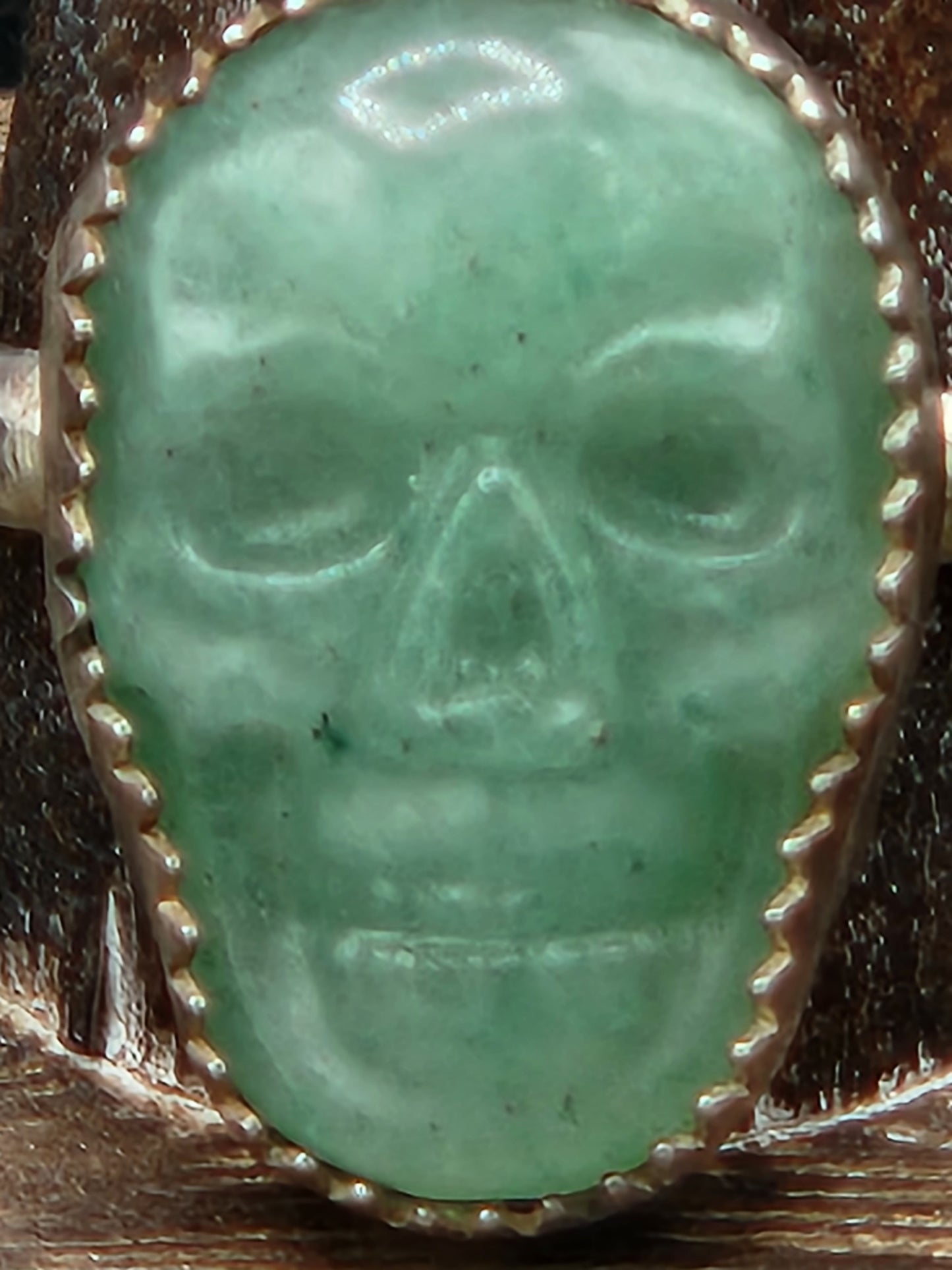 Aventurine Skull in sterling silver Ring, Size 7.75