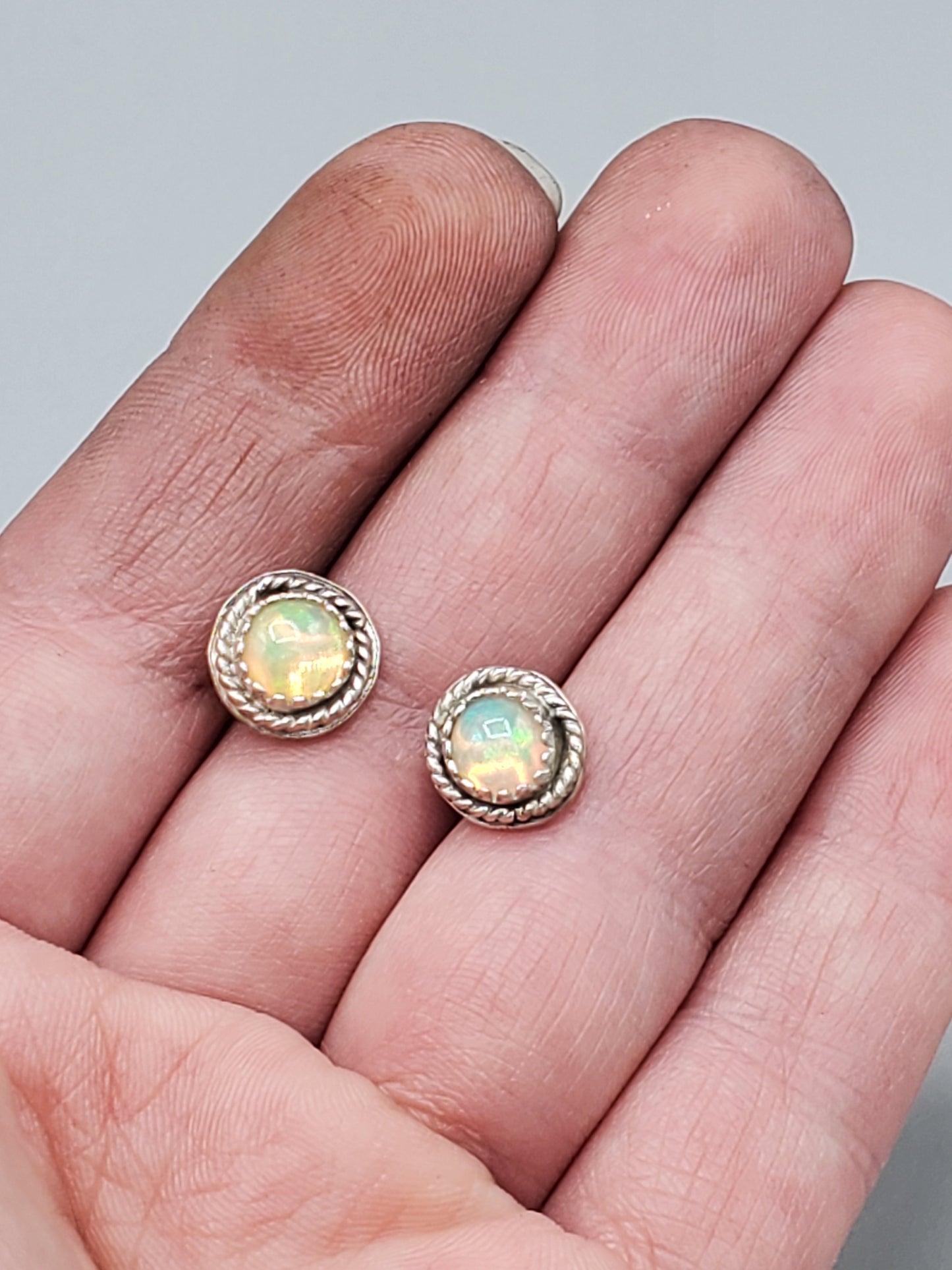 Ethiopian Opal Stud Earrings