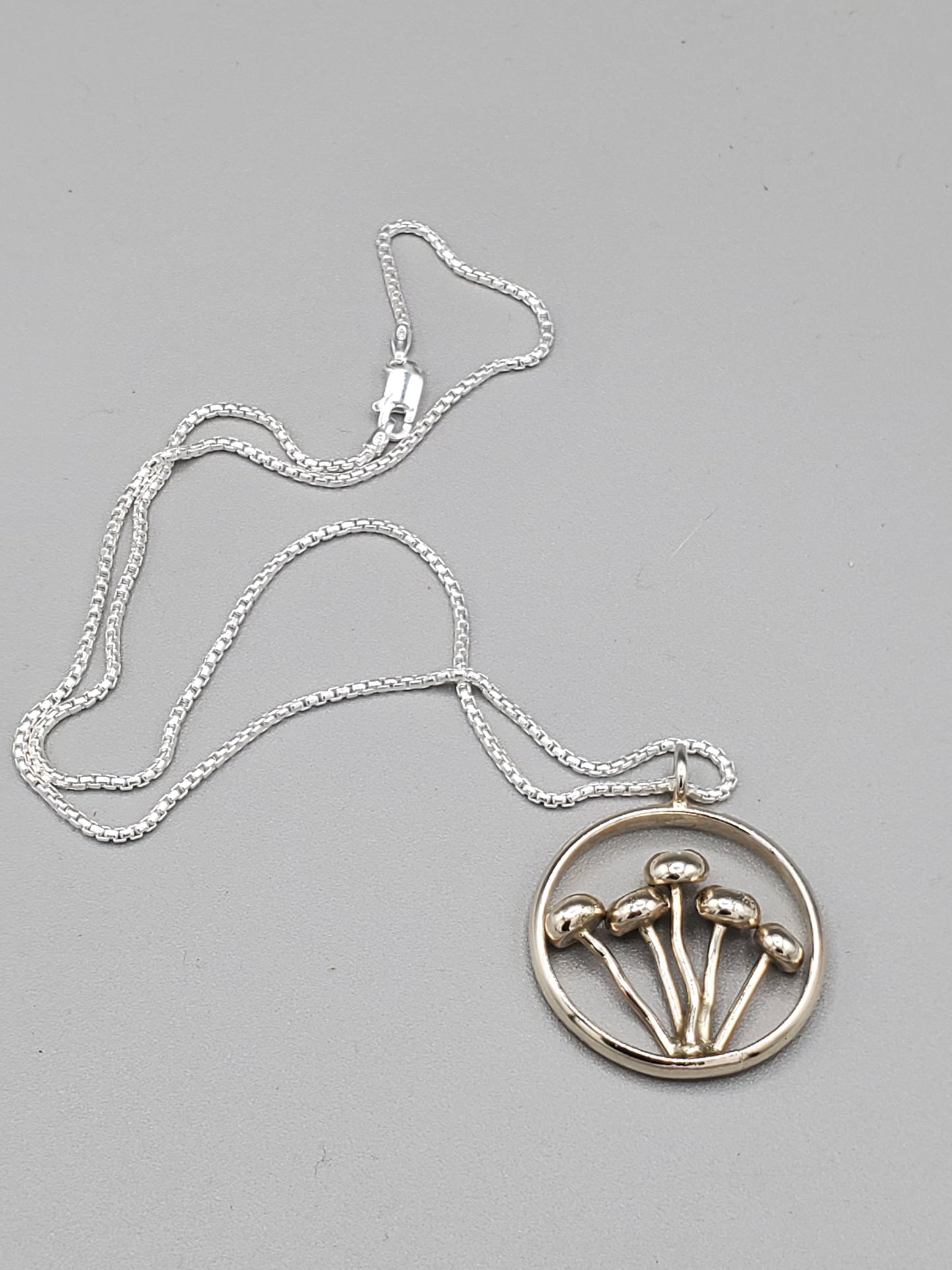 Silver mushroom necklace