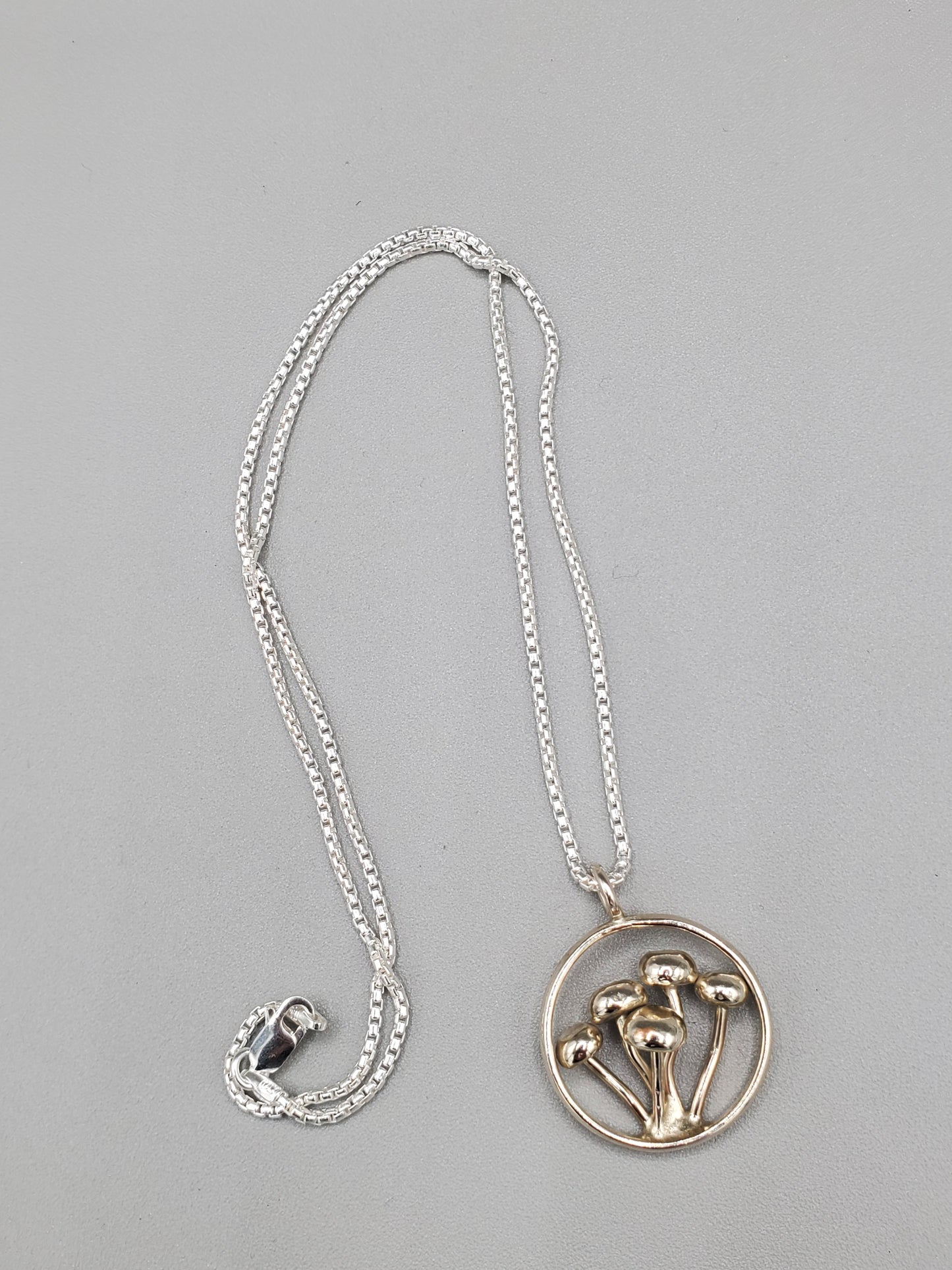 Silver mushroom necklace