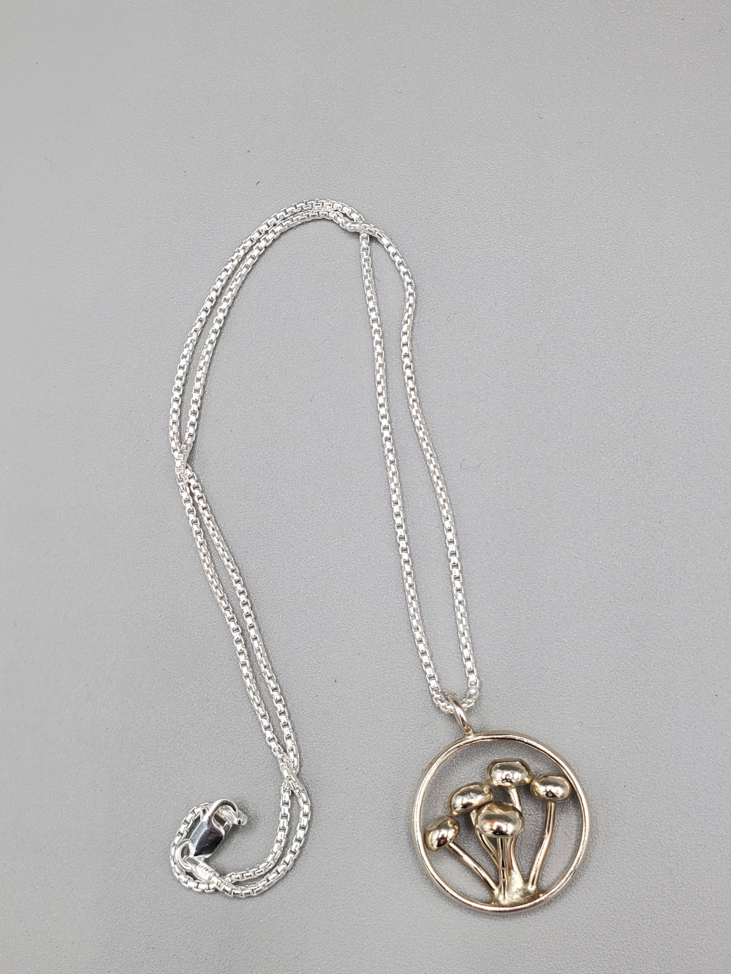 Silver mushroom necklace